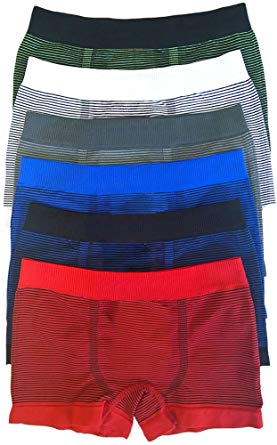 ToBeInStyle Boy's Pack of 6 Seamless Boxer Briefs Thin Stripes