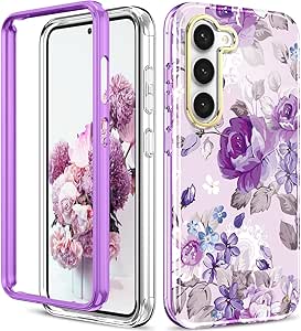 Hocase for Galaxy S24 Plus Case, Slim Fit Anti-Yellow Shockproof Soft TPU Bumper   Hard Front Cover [No Screen Protector] Hybrid Protective Case for Samsung Galaxy S24 Plus 2024 - Lavender Flowers