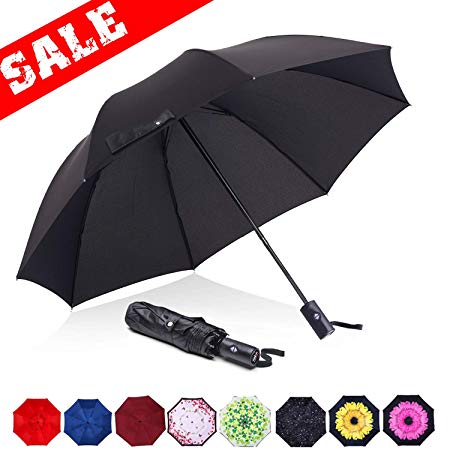 ABCCANOPY Umbrella Compact Rain&Wind Teflon Repellent Umbrellas Sun Protection with Black Glue Anti UV Coating Travel Auto Folding Umbrella, Blocking UV 99.98%