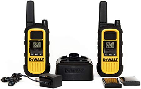 DeWalt DXPMR800 Heavy Duty Professional Walkie Talkie PMR Radio with Up to 15 Floors/10km Range, License Free - Black and Yellow