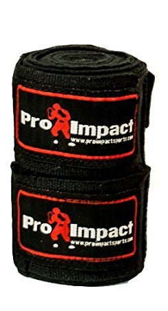 PRO IMPACT Boxing/MMA Handwraps 180" Mexican Style Elastic 1 Pair BLACK