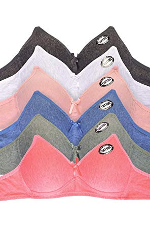 Women's Basic Plain Bras (Packs of 6) - Various Styles