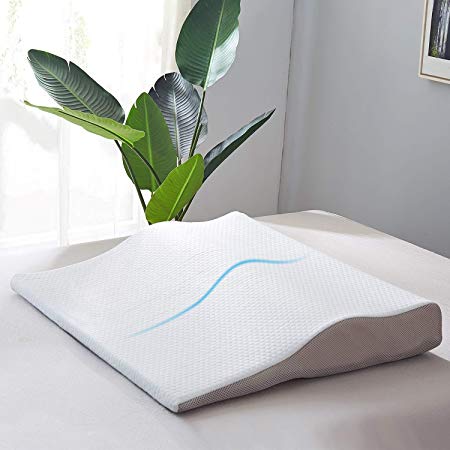 Bed Wedge Pillow -Adjustable Height Sleeping Wedge Memory Foam Pillow Therapeutic Pillow with Zippered Cover,Designed for Back & Neck Pain, Better Breathing & Circulation, Acid Reflux