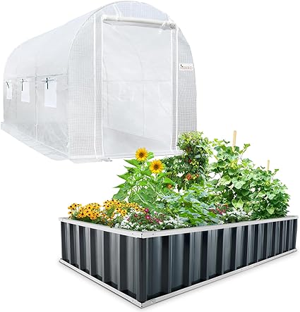 KING BIRD 10X6.6X6.6FT Greenhouse Bundle with 68X36X12 in Raised Garden Bed