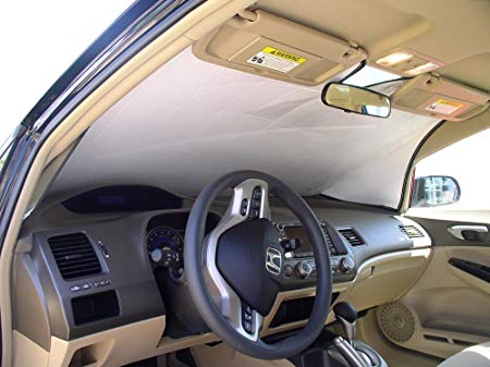 The Original Windshield Sun Shade, Custom-Fit for Honda Civic Sedan 2006, 2007, 2008, 2009, 2010, 2011, Silver Series