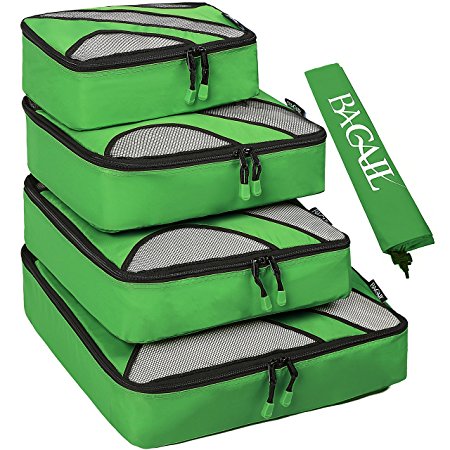 4 Set Packing Cubes,Travel Luggage Packing Organizers with Laundry Bag Green