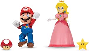 Super Mario Nintendo 4" Figure 2 Pack: Mario & Peach