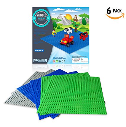 6 Pack Baseplates By Yarrdee | Compatible With All Major Brands | Green Grey Blue | Large 10x10 Inch Base Plates