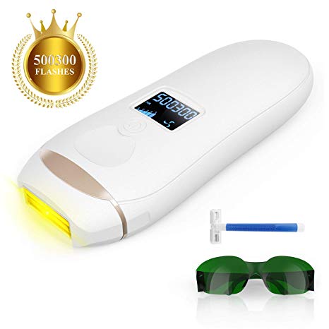 IPL Hair Removal for Women and Men Permanent 500,000 Flashes Painless Hair Remover System for Facial Leg Body Home Use Device with Protective Goggles