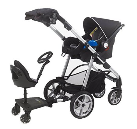 Mee-Go Sit N Ride Universal Buggy Ride On Board with Seat & Steering Wheel to fit All Pushchairs, Prams and Strollers
