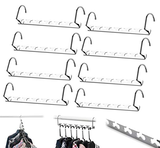 8 Pcs Magic Hangers Metal Space Saving Hangers Heavy Duty Hooks Closet Clothing Hanger Organizer, 10 inch