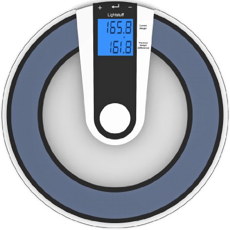 Lightstuff Bathroom Scale - Now/Before Weight Comparison - Bonus BMI Calculator - Big Display - Step ON Technology - Money Back Guarantee