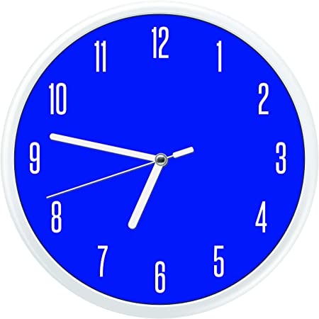 Non Ticking Modern Wall Clock with Silent Sweeping Movement, Battery Operated and Included, Kids Room, Bedroom, Living Room Décor, Minimalist Decorative Design - Blue