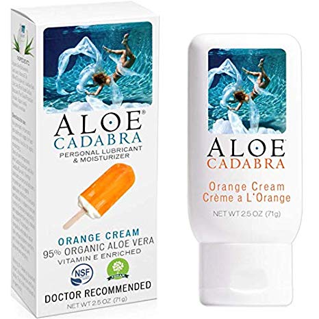 Aloe Cadabra Flavored Personal Lubricant & Moisturizer for Anal, Sex, Oral, Women, Men & Couple, 2.5 Ounce, Orange Cream