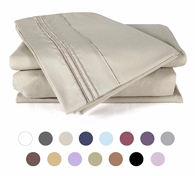 D & G THE DUCK AND GOOSE CO Bed Sheet Set - DUCK & GOOSE Brushed Microfiber 1800 Bedding set- Wrinkle, Fade, Stain Resistant - Hypoallergenic - 4 Piece (Full-Beige)
