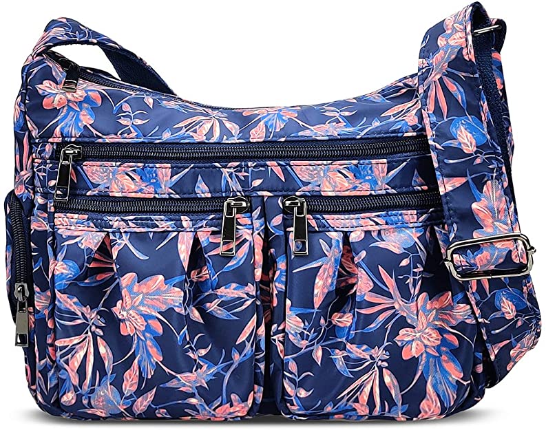 Crossbody Bags for Women RFID Multi Pocketbooks Shoulder Bag Waterproof Messenger Bag Nylon Travel Purses and Handbags