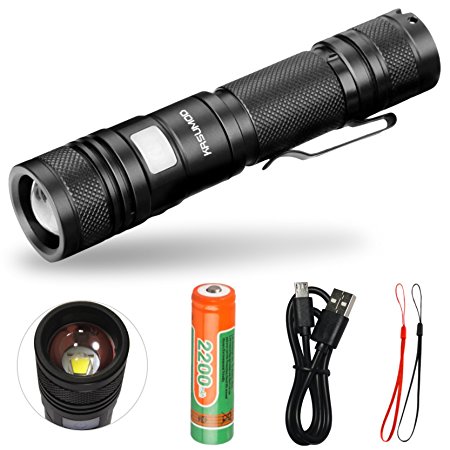 LED Tactical Flashlight CREE High Powered High Lumens USB Rechargeable Zoomable Flashlight