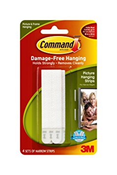 Command Narrow Picture Hanging Strips, 4 pairs