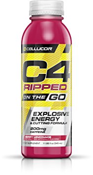 Cellucor C4 Ripped Pre Workout Fat Burner Energy Drink, Fat Burners for Men & Women, Berry Lemonade, 12 Bottles