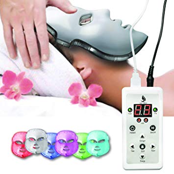 LED Face Mask 7 Color | Photon Light Therapy Facial Skin Care for Healthy, Smooth Skin Rejuvenation | Anti-Aging, Tightening, Toning, Wrinkle, Acne Treatment | Collagen Restoring & Whitening (White)
