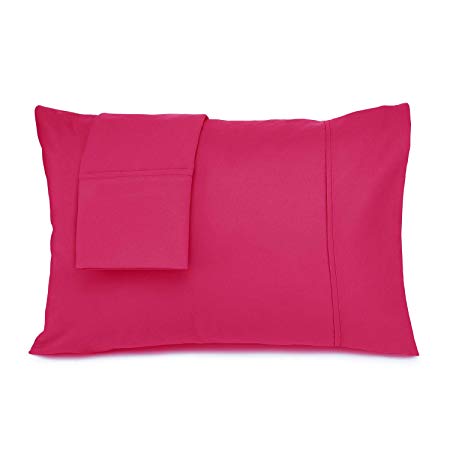 Nestl Bedding Solid Microfiber Toddler Pillowcase 14 x 19 Inches Pillowcases, Hot Pink (Set of 2)