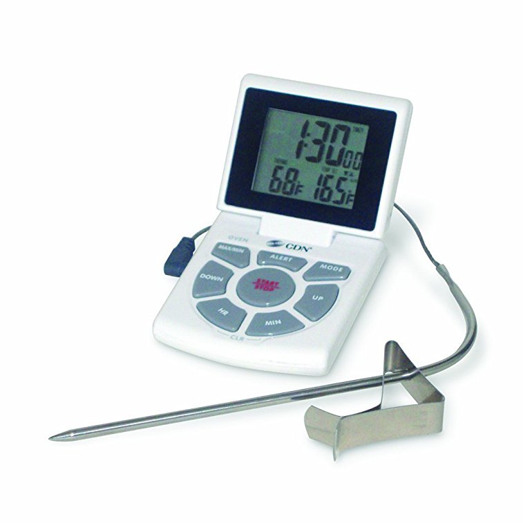 CDN DTTC-W Combo Probe Thermometer, Timer & Clock - White