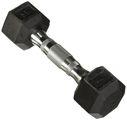 CAP Barbell Rubber Coated Hex Dumbbell with Contoured Chrome Handle, Single