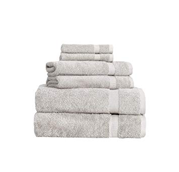 SALBAKOS 6 Piece Bath Towel Set - Turkish Luxury Hotel & Spa Collection - Oeko-TEX Organic - Eco-Friendly Turkish Cotton (Stone)