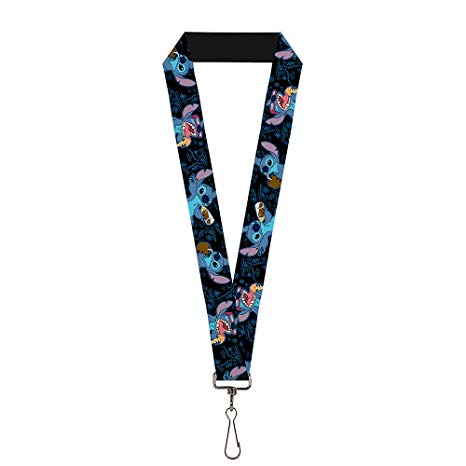 Buckle Down Lanyard - 1.0 - Stitch Snacking Poses Black/blue Accessory