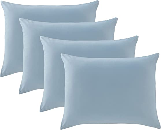 KASENTEX Zipper Soft Silky Blue Pillowcases - Standard Size Set of 4 - Breathable Pillow Covers - Cool Touch Pillow Cases for All Sleep Pillow Shapes (Set of 4 Standard / Queen Size 20" x 26", Blue)