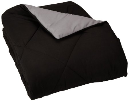 AmazonBasics Reversible Microfiber Comforter - TwinTwin Extra-Long Black