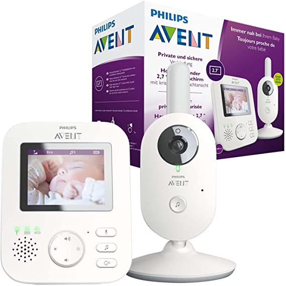 Philips Avent SCD833/26 Babyphone Vidéo Écran Couleur 2,7 inch, Blanc/Gris, 1 Unité