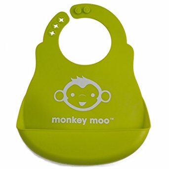 Monkey Moo Soft Silicone Wipe Clean Waterproof Baby Bibs - BPA Free - FDA Approved - Enhance Your Baby and Toddler Experience Today