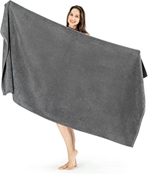 NINE WEST Oversized Luxury Terry Bath Sheet, Soft & Plush 40x80 Inch Extra Large Jumbo Bath Towels, 100% Turkish Cotton (Grey)