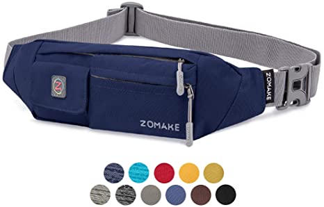 Fanny Pack for Women and Men , ZOMAKE Slim Belt Bag Water Resistant Waist Bag Pack for Running Cycling Carrying iPhone X Samsung S8