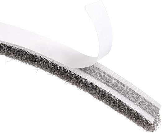 uxcell Brush Weather Stripping, Adhesive Felt Door Seal Strip Pile Weatherstrip Door Sweep Brush for Door Window 197Inch L x 0.2 Inch W (5000mm x 5mm) Gray