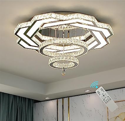 W24'' Living Room Modern Crystal Chandelier Large Foyer Chandeliers Crystal Shades Chandeliers Entrance High Ceiling Chandeliers Bedroom Dining Shandaler 3000K-6000K Infinity Lighting Fixtuers Lamps