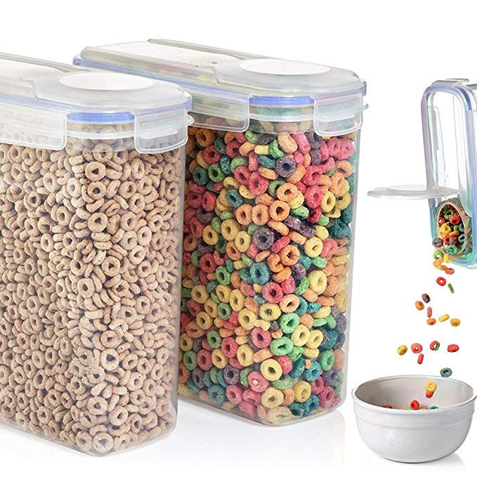 Cereal Storage Container Food Storage Containers 2 Container Set (16.9 Cup 135.2oz) Dry Food Storage Containers with Lids Suitable For Cereal, Flour, Sugar, Rice Airtight Food Storage Containers