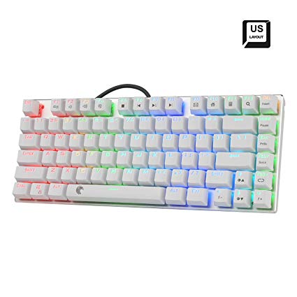 TKL Mechanical Keyboard Outemu Brown Switch RGB LED Backlit Modular Keyboard US Layout, White Z88