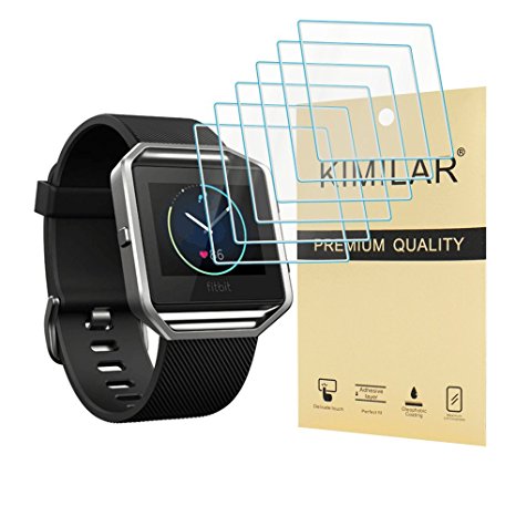 Fitbit Blaze Screen Protector, Kimilar 6-Packs Premium HD Tempered Glass with Lifetime Replacement Warranty / Ultra High Definition Invisible and Anti-Bubble Crystal Shield for fitbit blaze smartwatch