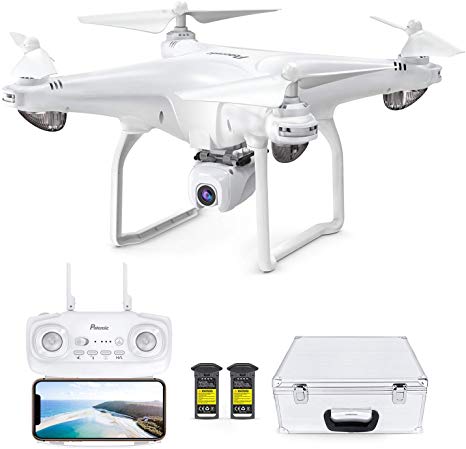 Potensic D58, FPV Drone with 1080P Camera, 5G WiFi HD Live Video, GPS Auto Return, RC Quadcopter for Adult, Portable Case, 2 Battery, Follow Me, Easy Selfie Beginner, Expert, White