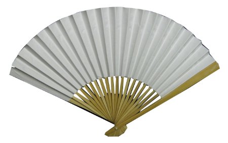 Fun Express 12 White 10" Paper Folding Fans with Bamboo Ribs