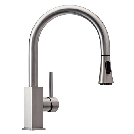 Wasserrhythm Kitchen Faucet with Pull-down Sprayer Brushed Nickel with Deck Plate