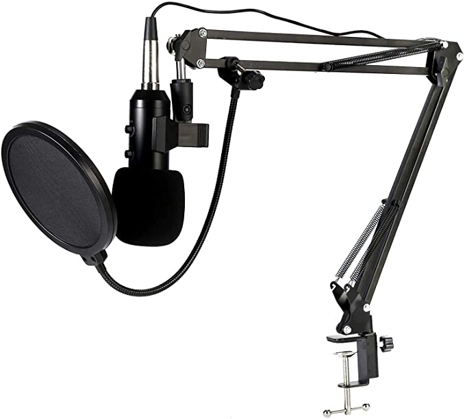 Podcast USB Microphone, Koolertron Recording Mic Mac with Adjustable Mic Suspension Scissor Arm Shock Mount and Double-Layer Pop Filter for Vocals Voice Overs Streaming Broadcast YouTube Videos Karaoke Gaming