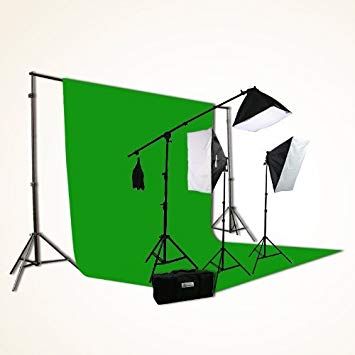 ePhoto H9004SB-1012G ChromaKey Green Screen Video Photography Boom Stand Lighting Background Support Kit