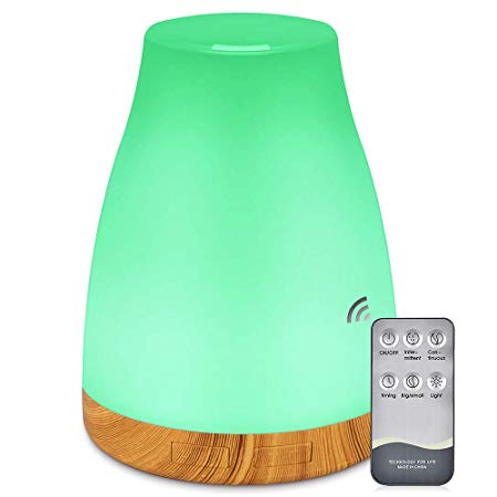 Essential Oil Air Mist Diffuser - Quiet Aroma Essential Oil Diffuser with Adjustable Cool Mist Humidifier Mode Waterless Auto-off 7 Color LED Lights for Office Home Bedroom Living Room (green)