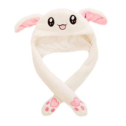 Mily Bunny Hat Girls Children Cute Animal Plush Hat Funny Ear Movable Jumping Rabbit Ear Hat
