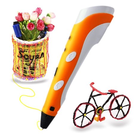 Soyan 3D Printing Pen for Arts & Crafts Drawing, Making Doodle and 3D Modeling, With 30g ABS Filament (Orange)