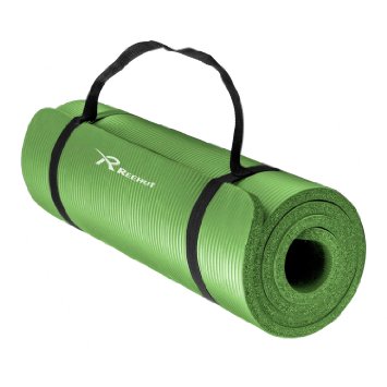 Reehut All-Purpose 1/2-Inch Extra Thick High Density Eco Friendly NBR Non-Slip - Best Exercise Yoga Mat with Carrying Strap for Fitness & Workout