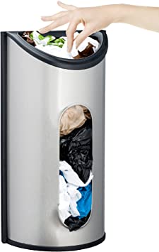 Estilo Wall Mount Bag Saver, Holder, and Dispenser, Brushed Stainless Steel Storage Solution with an Extra Wide Opening for Easy Access to Your Bags